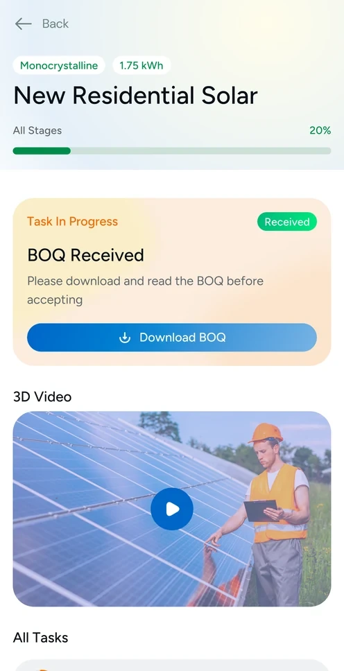 Solnce app screen: Approve Your BOQ and Design